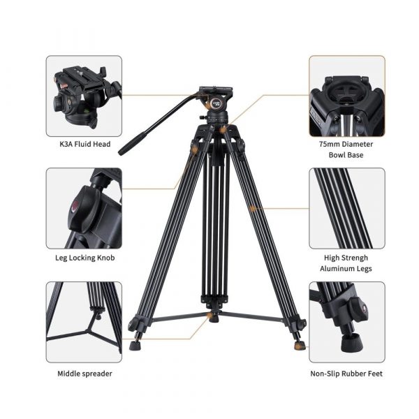 trépied2 Trépied Vidéo Pro – Stabilité & Précision pour vos tournages DSLR 🎥